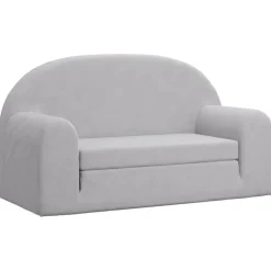 vidaXL Bäddsoffa för barn 2-sits ljusgrå mjuk plysch