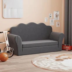 vidaXL Bäddsoffa för barn 2-sits antracit mjuk plysch
