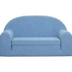 vidaXL Bäddsoffa för barn 2-sits blå mjuk plysch