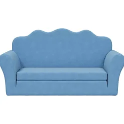 vidaXL Bäddsoffa för barn 2-sits blå mjuk plysch