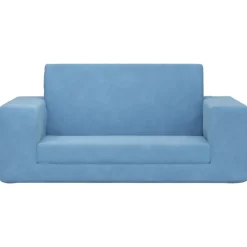 New vidaXL Bäddsoffa för barn 2-sits mjuk plysch Blå