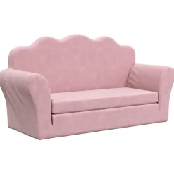New vidaXL Bäddsoffa för barn 2-sits mjuk plysch Rosa