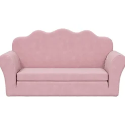 New vidaXL Bäddsoffa för barn 2-sits mjuk plysch Rosa