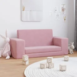 Online vidaXL Bäddsoffa för barn 2-sits mjuk plysch Rosa