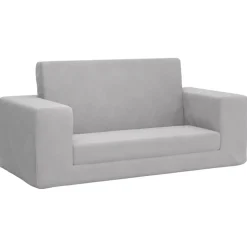 vidaXL Bäddsoffa för barn 2-sits ljusgrå mjuk plysch