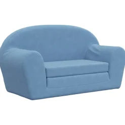 vidaXL Bäddsoffa för barn 2-sits blå mjuk plysch