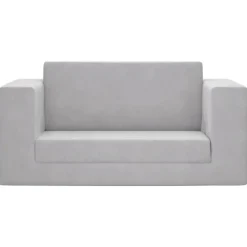 Best vidaXL Bäddsoffa för barn 2-sits mjuk plysch Ljusgrå