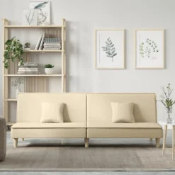 vidaXL Bäddsoffa gräddvit tyg
