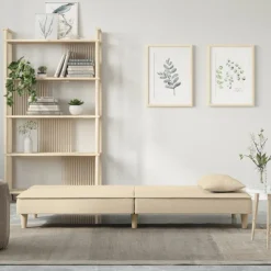 vidaXL Bäddsoffa gräddvit tyg