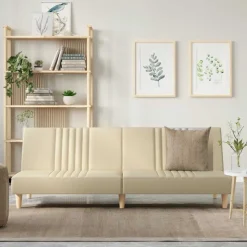 vidaXL Bäddsoffa gräddvit tyg