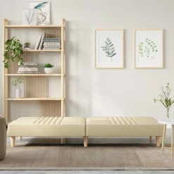 vidaXL Bäddsoffa gräddvit tyg