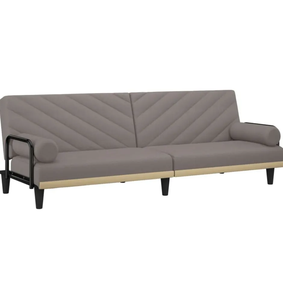 Clearance vidaXL Bäddsoffa med armstöd tyg Taupe