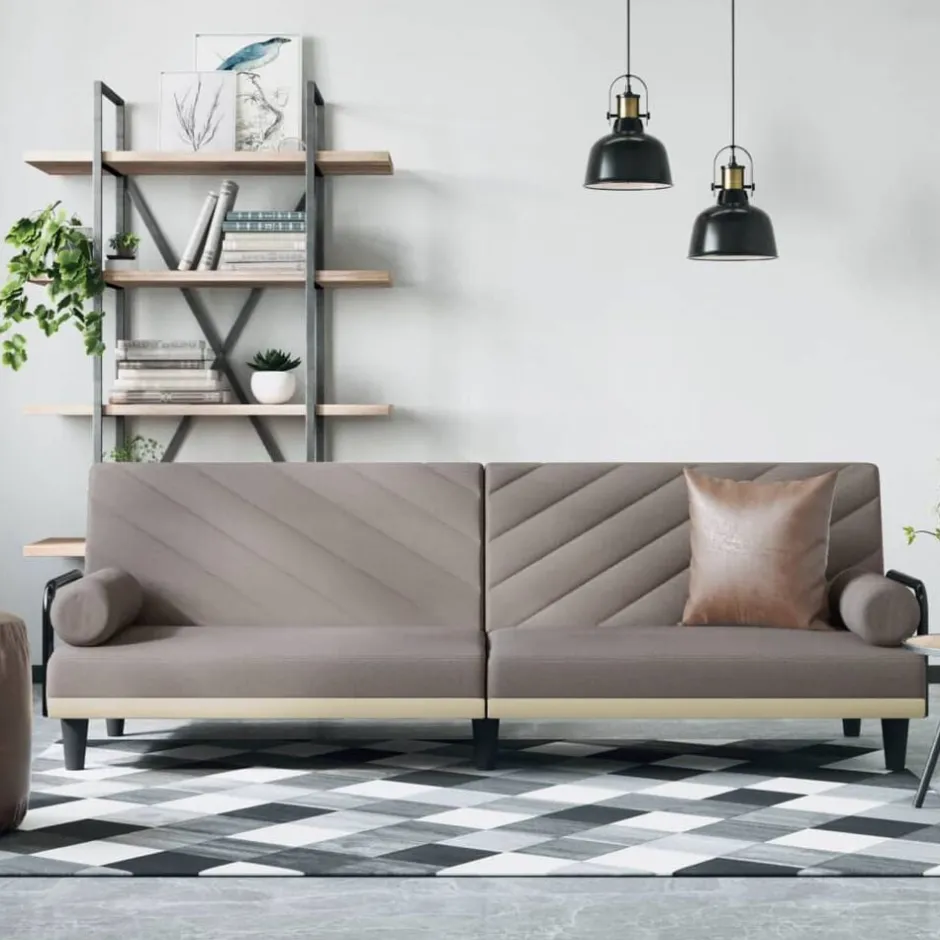 Clearance vidaXL Bäddsoffa med armstöd tyg Taupe