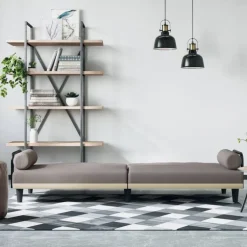 Clearance vidaXL Bäddsoffa med armstöd tyg Taupe