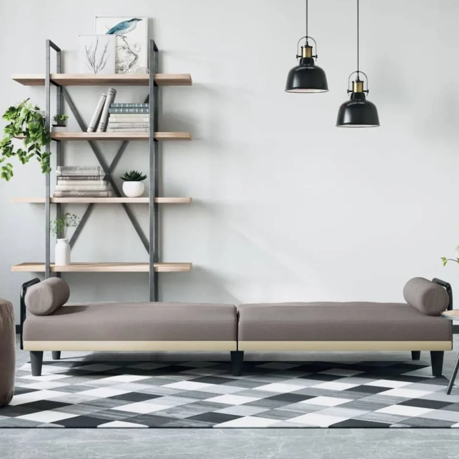 Clearance vidaXL Bäddsoffa med armstöd tyg Taupe