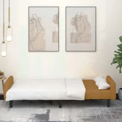 vidaXL Bäddsoffa 2-sits brun sammet