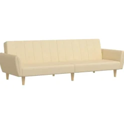 Discount vidaXL Bäddsoffa 2-sits gräddvit tyg Kräm