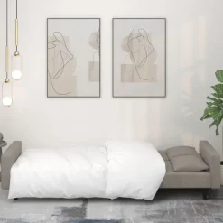 vidaXL Bäddsoffa 2-sits med två kuddar ljusgrå sammet