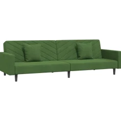 vidaXL Bäddsoffa 2-sits med två kuddar mörkgrön sammet
