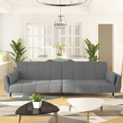 Outlet vidaXL Bäddsoffa 2-sits med två kuddar sammet Ljusgrå