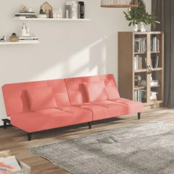 Hot vidaXL Bäddsoffa 2-sits med två kuddar sammet Rosa