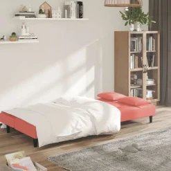 Hot vidaXL Bäddsoffa 2-sits med två kuddar sammet Rosa
