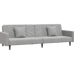 vidaXL Bäddsoffa 2-sits med två kuddar ljusgrå sammet