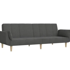 vidaXL Bäddsoffa 2-sits med två kuddar mörkgrå tyg