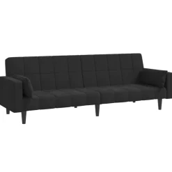 vidaXL Bäddsoffa 2-sits med två kuddar svart sammet