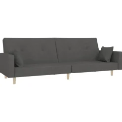 New vidaXL Bäddsoffa 2-sits med två kuddar tyg Mörkgrå