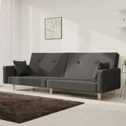 New vidaXL Bäddsoffa 2-sits med två kuddar tyg Mörkgrå