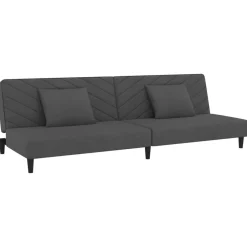 Sale vidaXL Bäddsoffa 2-sits med två kuddar sammet Mörkgrå