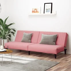 vidaXL Bäddsoffa 2-sits rosa sammet
