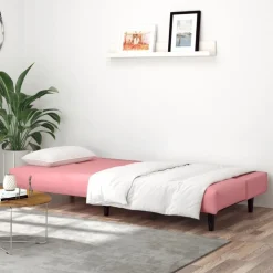 vidaXL Bäddsoffa 2-sits rosa sammet