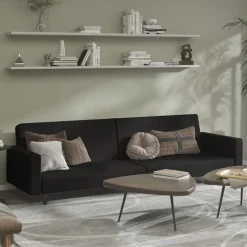 vidaXL Bäddsoffa 2-sits svart sammet