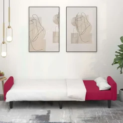 vidaXL Bäddsoffa 2-sits vinröd sammet