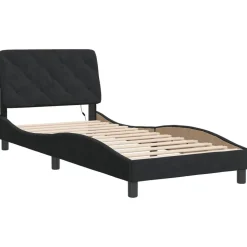vidaXL Bed Frame with LED without Mattress Black 80x200 cm Velvet