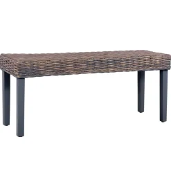 Clearance vidaXL Bänk 110 cm naturlig kubu-rotting och massivt mahognyträ Grå