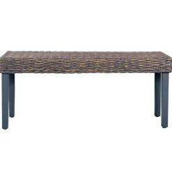 Clearance vidaXL Bänk 110 cm naturlig kubu-rotting och massivt mahognyträ Grå