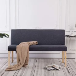 New vidaXL Bänk 139,5 cm polyester Mörkgrå