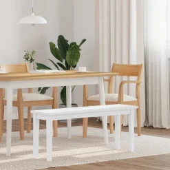 vidaXL Bänk 110 cm vitt massivt trä gummi