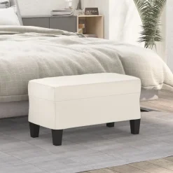 Outlet vidaXL Bänk gräddvit 70x35x41 cm konstläder Kräm