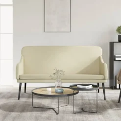Hot vidaXL Bänk gräddvit 110x76x80 cm konstläder Kräm
