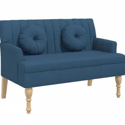 vidaXL Bänk med dynor 113x64,5x75,5 cm tyg Blå