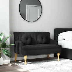New vidaXL Bänk med dynor 113x64,5x75,5 cm tyg Svart