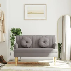 vidaXL Bänk med dynor 113x64,5x75,5 cm tyg Taupe