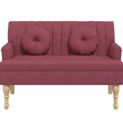 Online vidaXL Bänk med dynor 113x64,5x75,5 cm tyg Vinröd