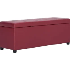 Outlet vidaXL Bänk med förvaringsutrymme 116 cm konstläder Vinröd