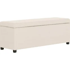 Clearance vidaXL Bänk med förvaringsutrymme 116 cm gräddvit polyester Kräm