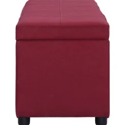 vidaXL Bänk med förvaringsutrymme 116 cm vinröd polyester